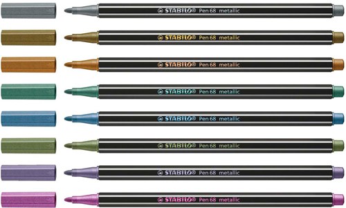 Stabilo pennarello premium metallico - astuccio in metallo con 8 colori-3