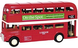 Goki London Bus autobus giocattolo in metallo con motore a retrocarica 12 cm