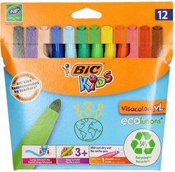 BIC pennarelli colorati Visacolor XL Ecolutions - 12 pezzi - adatti ai bambini
