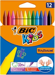 BIC gessetti colorati Kids Plastidecor astuccio 12 pezzi pastelli a cera multicolore