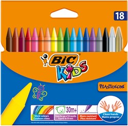 BIC gessetti colorati Kids Plastidecor - 18 pastelli a cera multicolore