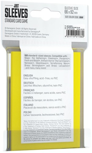 Asmodee bustine protettive carte gioco standard gialle 50 pezzi - copertine protettive-2
