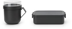 Brabantia set pranzo lunchbox e tazza zuppa Dark Grey plastica 2 pezzi