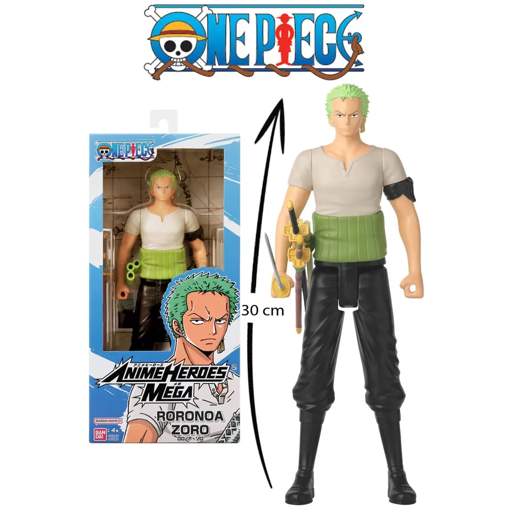 Bandai One Piece Mega action figure 30 cm - giocattolo Roronoa Zoro