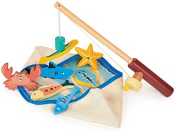 Mentari gioco di pesca giocattolo magnetico in legno per bambini