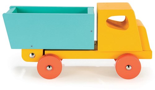 Mentari camion in legno giallo - veicolo giocattolo per bambini-2