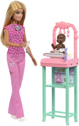 Barbie bambola dottoressa dei bambini - fashion doll con bebè e accessori - giocattolo