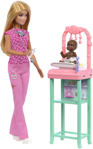 Barbie bambola dottoressa dei bambini - fashion doll con bebè e accessori - giocattolo