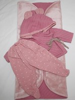 Paola Reina Set di abbigliamento Bebitos ragazza rosa/fazzoletto (45cm)-2