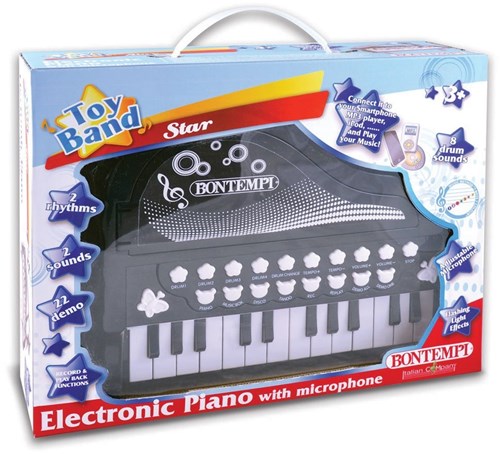 Bontempi pianoforte elettronico giocattolo con microfono - nero - musica-2