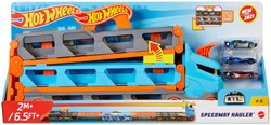 Hot Wheels camion trasportatore giocattolo - pista da corsa con 3 auto