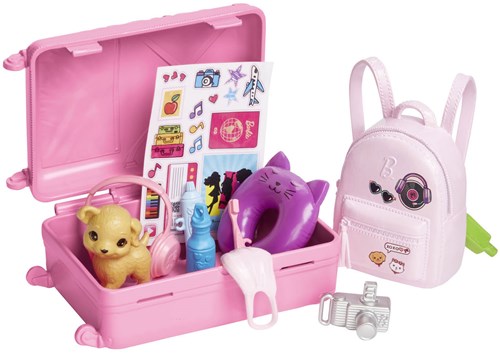 Barbie bambola da viaggio - fashion doll con valigia e accessori viaggio-3