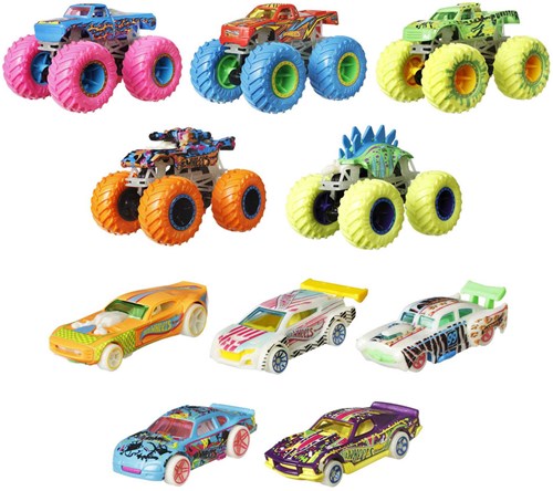 Hot Wheels Monster Trucks macchinine giocattolo glow in the dark 10-pack-2