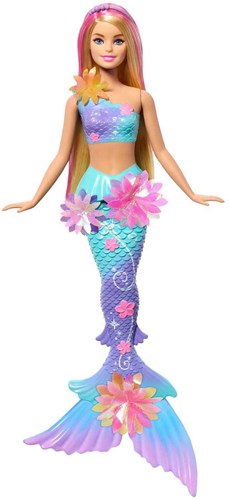 Mattel bambola sirena Barbie Flower Magic con coda magica floreale-2