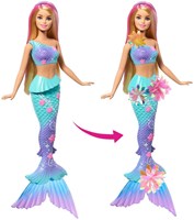 Mattel bambola sirena Barbie Flower Magic con coda magica floreale-3