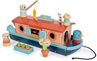 Tender Leaf barca-canale in legno con accessori e famiglia di lontre