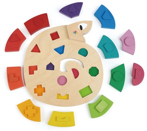 Tender Leaf puzzle in legno serpente colorato - giocattolo educativo per bambini-3