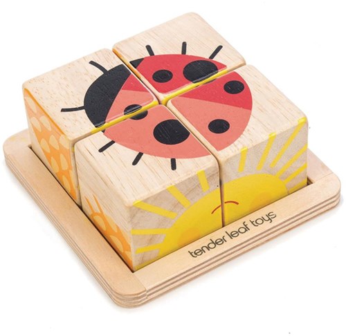 Tender Leaf puzzle a blocchi di legno - giocattolo educativo multicolore-2