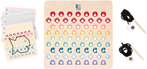 BS Toys gioco di infilare in legno giocattolo educativo con carte a codice colore