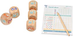 BS Toys gioco di dadi in legno Yatzy Junior con blocco segnapunti e matita