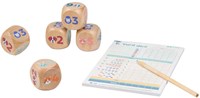 BS Toys gioco di dadi in legno Yatzy Junior con blocco segnapunti e matita-2
