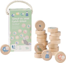 BS Toys gioco di acchiapparella in legno Sheep vs. Wolf giocattolo attivo da esterno