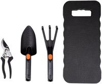 Black+Decker set attrezzi da giardino 4 pezzi con tappetino e forbici da potatura