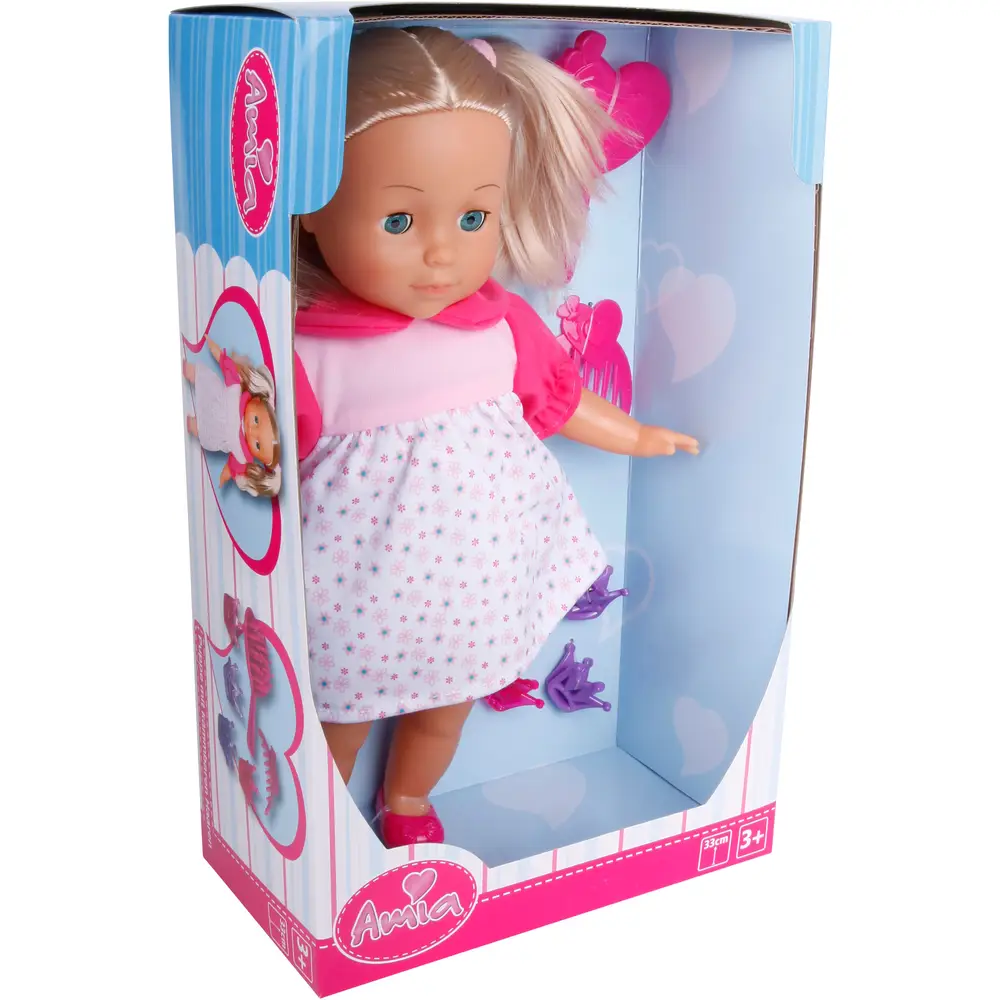 Bambola Amia con capelli - bambola da gioco 33cm con accessori e spazzola