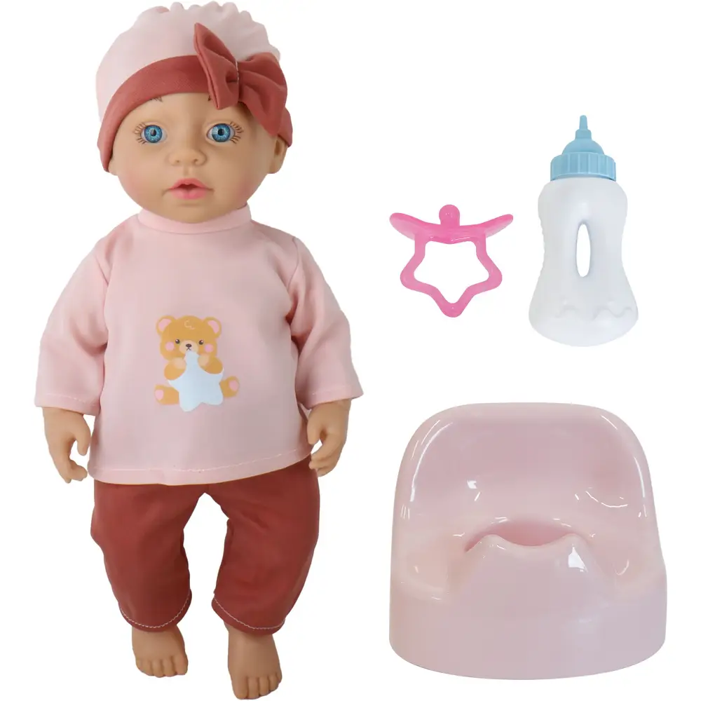 Bambola Amia Rosy 40 cm con accessori - bambola che beve e fa la pipì giocattolo