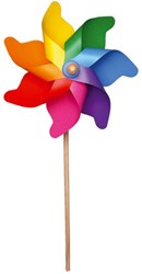 Giobas Girandola arcobaleno plastica con bastone in legno 76cm gioco da giardino