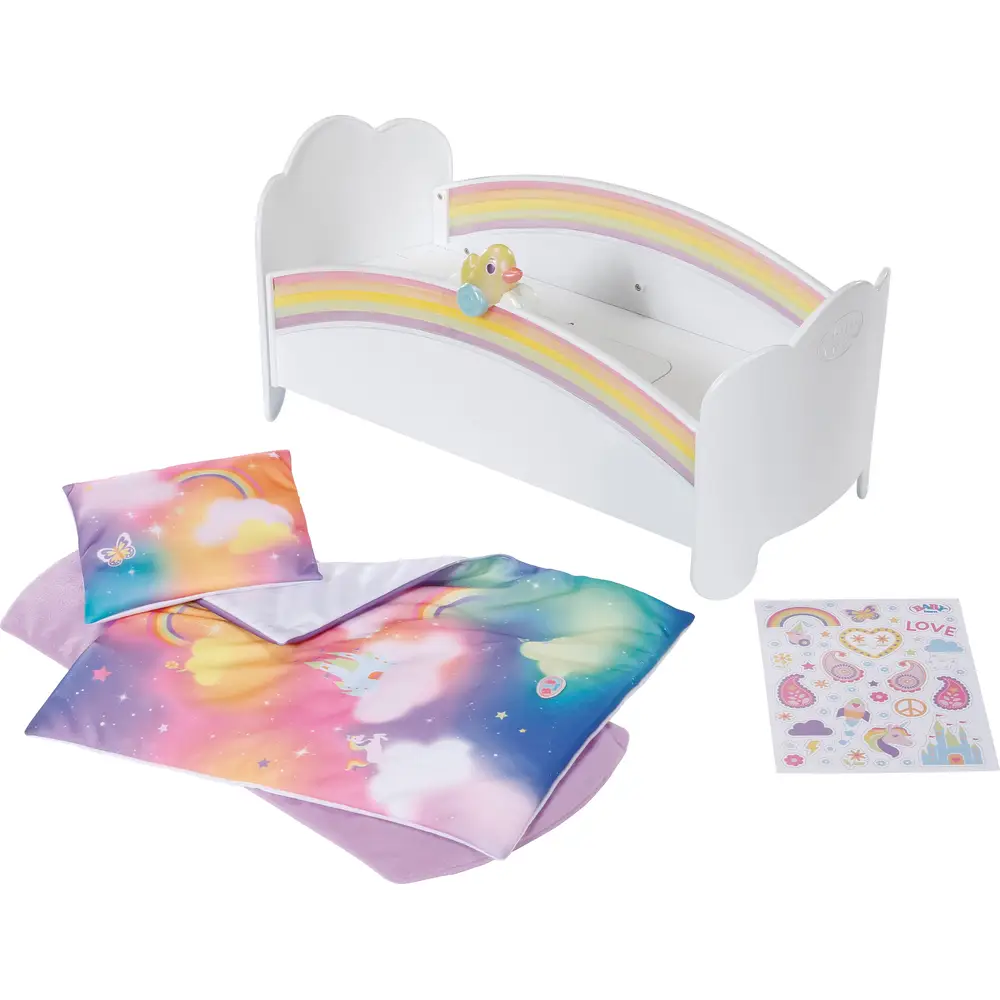 BABY born letto arcobaleno per bambole con luce e ninna nanna - multicolore
