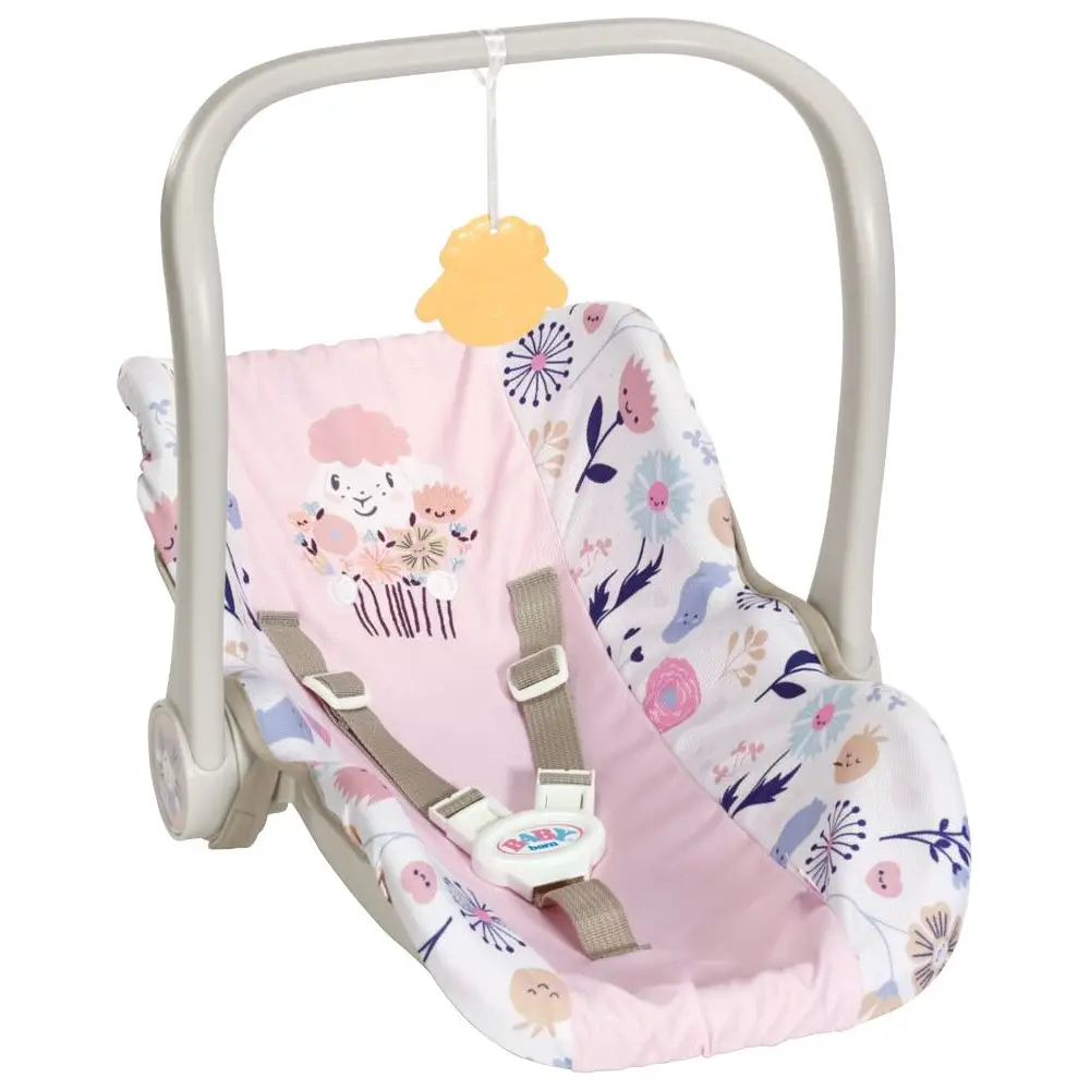 BABY born seggiolino auto bambola motivo floreale manico regolabile cintura 3 punti