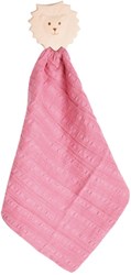 Tikiri copertina leone rosa scuro con massaggiagengive in gomma naturale 25x23cm