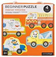 Petit Collage puzzle sagome veicoli di soccorso cartone giocattolo bimbo-3