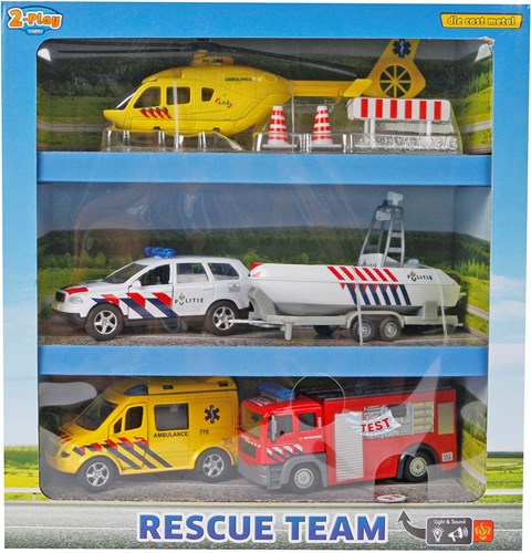2-Play set veicoli di soccorso con auto die-cast ed elicottero-3