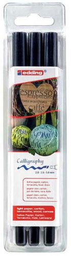 Edding penne calligrafiche set nero - 3 pezzi - pennarelli permanenti per calligrafia e hand lettering