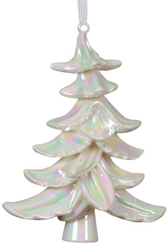 Decoris decorazione albero di Natale plastica iridescente bianca 18 cm