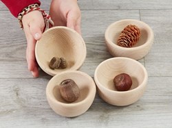 Cosy ciotole giocattolo in legno set 4 pezzi per ordinare e imparare
