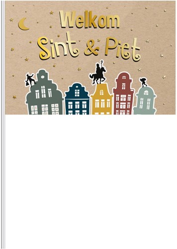 Folat bandiera sventolante San Nicola Benvenuto Sint & Piet 30x20cm plastica