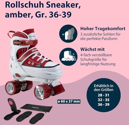 Hudora pattini a rotelle sneaker ambra regolabili misura 36-39 bambini-3