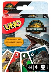 Mattel UNO gioco di carte Jurassic World Rebirth - gioco di famiglia con dinosauri