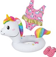 Heless set da bagno per bambole unicorno rosa-bianco per bambole 35-45cm