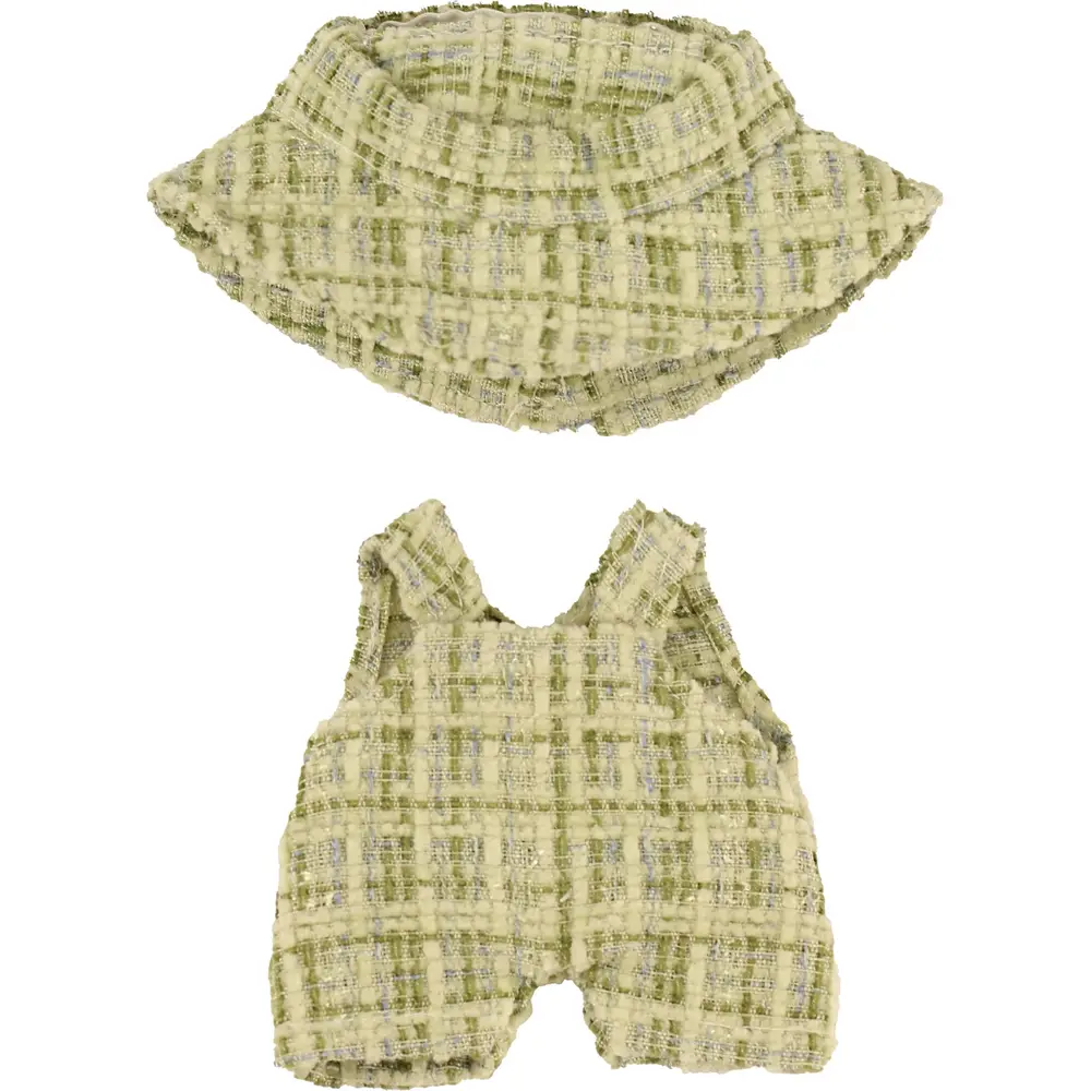 Heless outfit mostro bambola salopette bouclé con cappello verde menta 15 cm