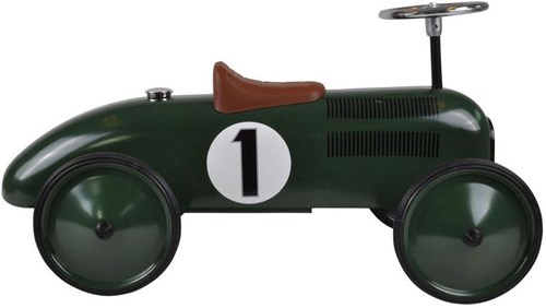 Goki auto cavalcabile retrò verde - macchina in metallo per bambini-2