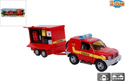 2-Play camion dei pompieri giocattolo con rimorchio diecast 25 cm rosso