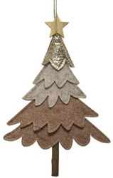 Decoris decorazione albero feltro marrone 24cm addobbo natalizio