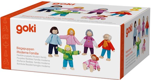 Goki casa delle bambole bambole in legno flessibili famiglia moderna 6 pezzi giocattolo-2