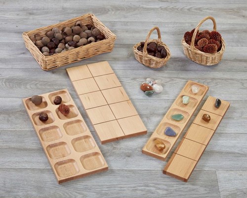 Cosy giocattolo educativo in legno set di 4 telai reversibili cinque e dieci