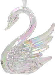 Decoris decorazione natalizia cigno plastica iridescente trasparente 10cm albero