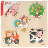 Goki puzzle in legno fattoria - puzzle forme animali campagna-2